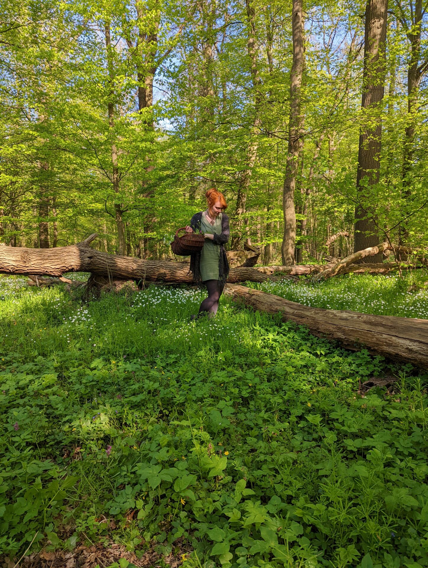 Madita beim Sammeln im Grünen